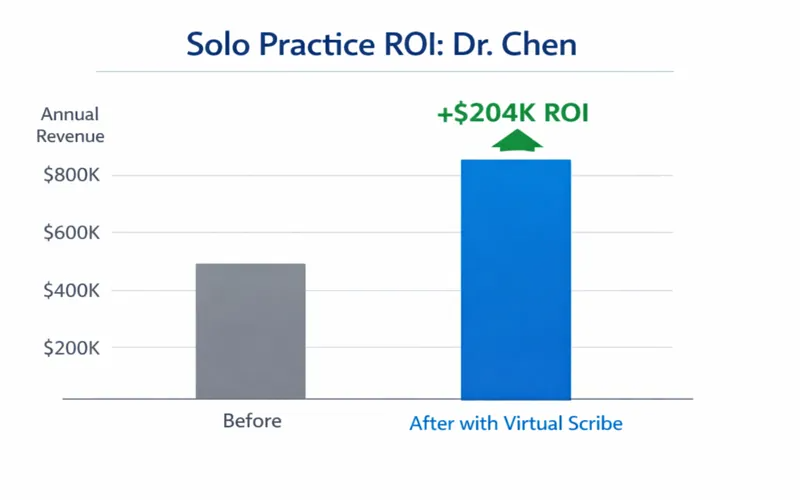 Virtual medical scribe ROI case study solo family medicine practice
