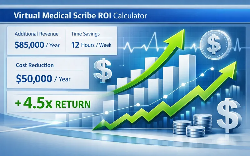 Virtual medical scribe ROI calculator showing investment returns