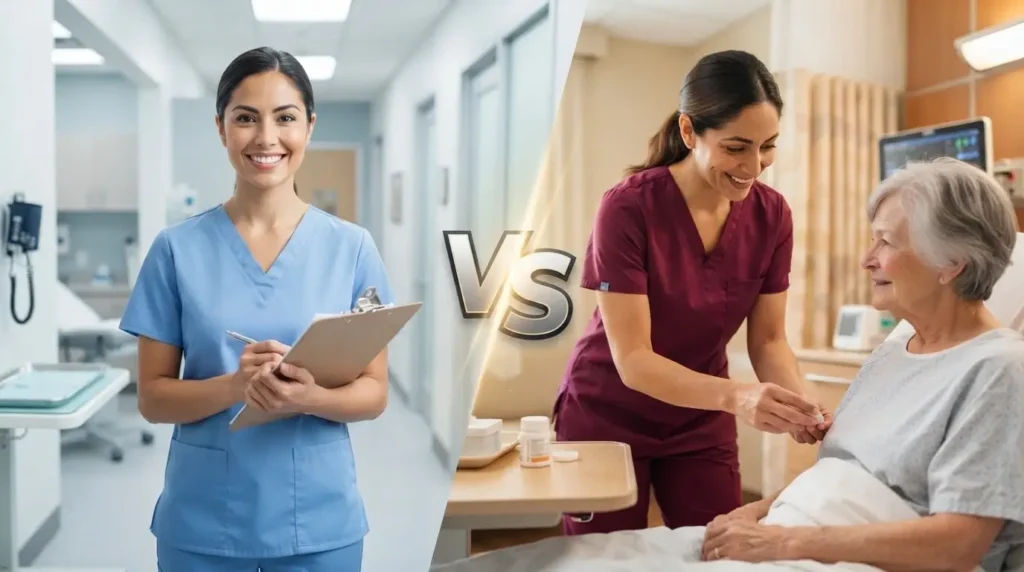 Medical Assistant vs. PCT differences and roles career guide comparison imag